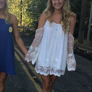 White lace overlay dress